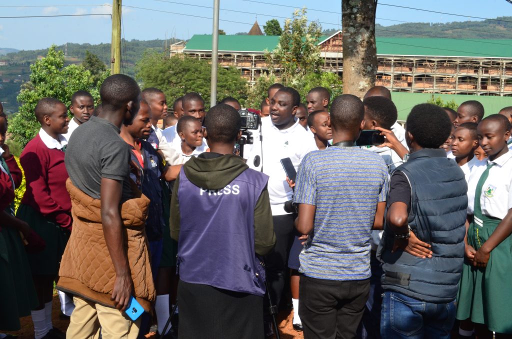 St Mary's Deputy Headteacher adressing Journalists at School